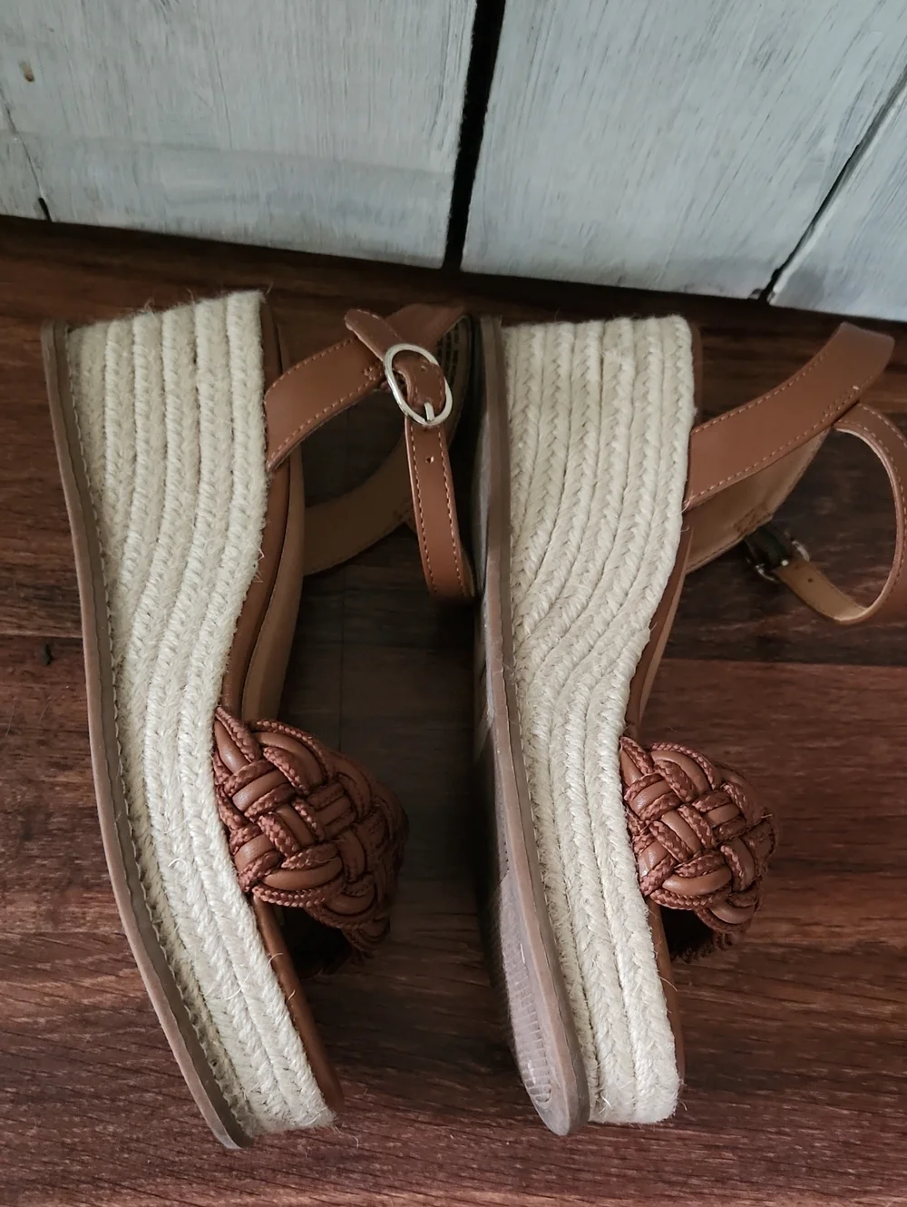 Time And Tru Braided Memory Foam Espadrille Wedge Sandals Womens Size 8